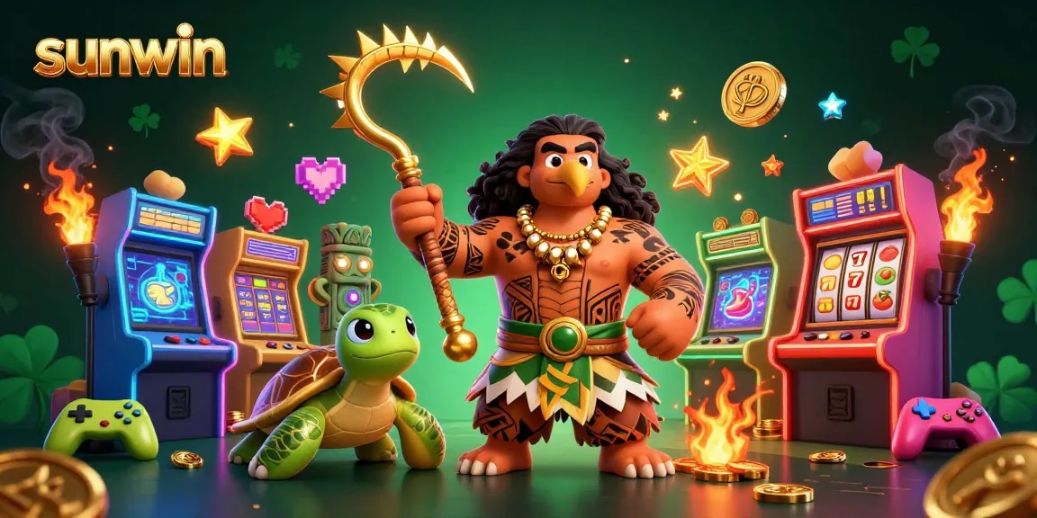 Experience thrilling wins with sunwin featuring vibrant 3D characters and casino elements in a dynamic gaming scene.
