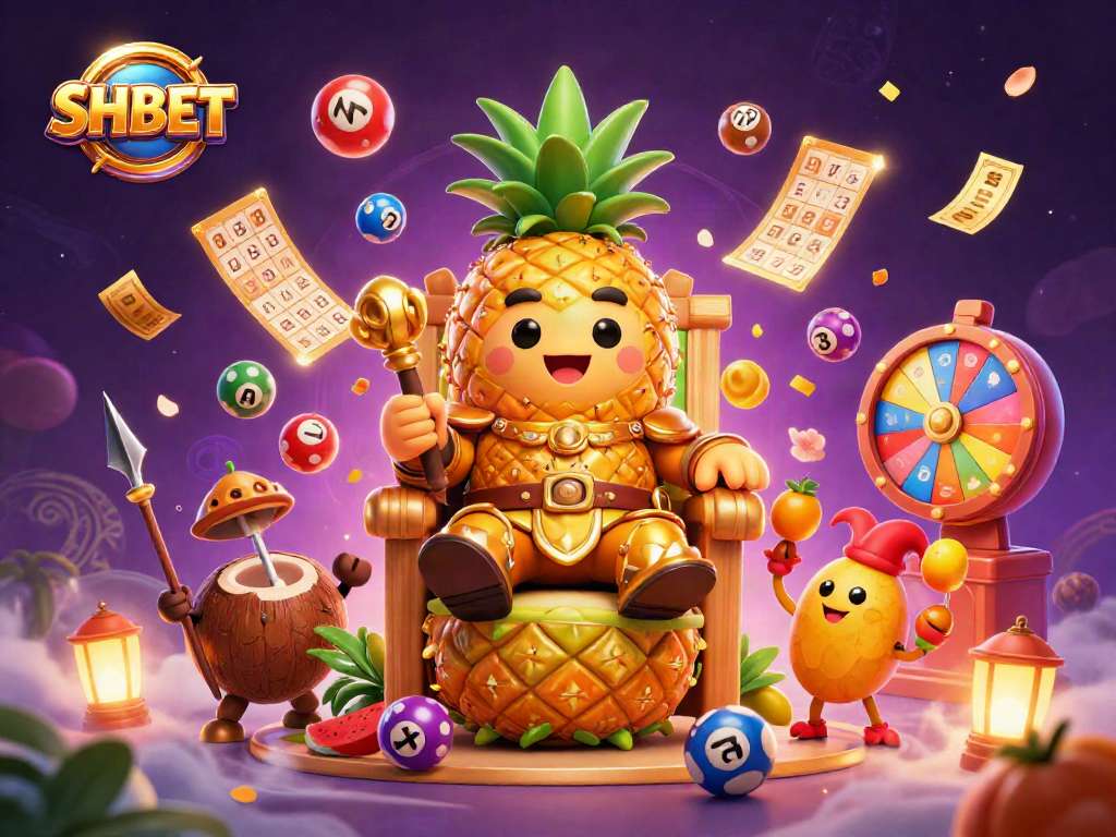 Experience the thrill of SHBET gaming with a festive 3D illustration featuring exciting casino elements.