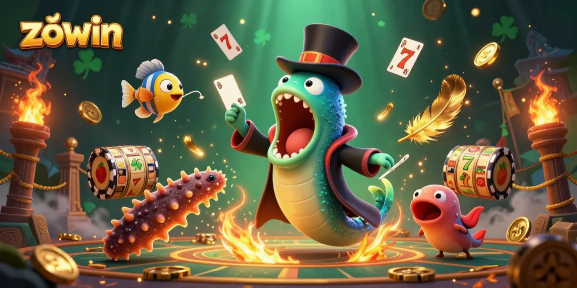 Experience the dazzling magic of zowin in this enchanting 3D casino scene of underwater characters.