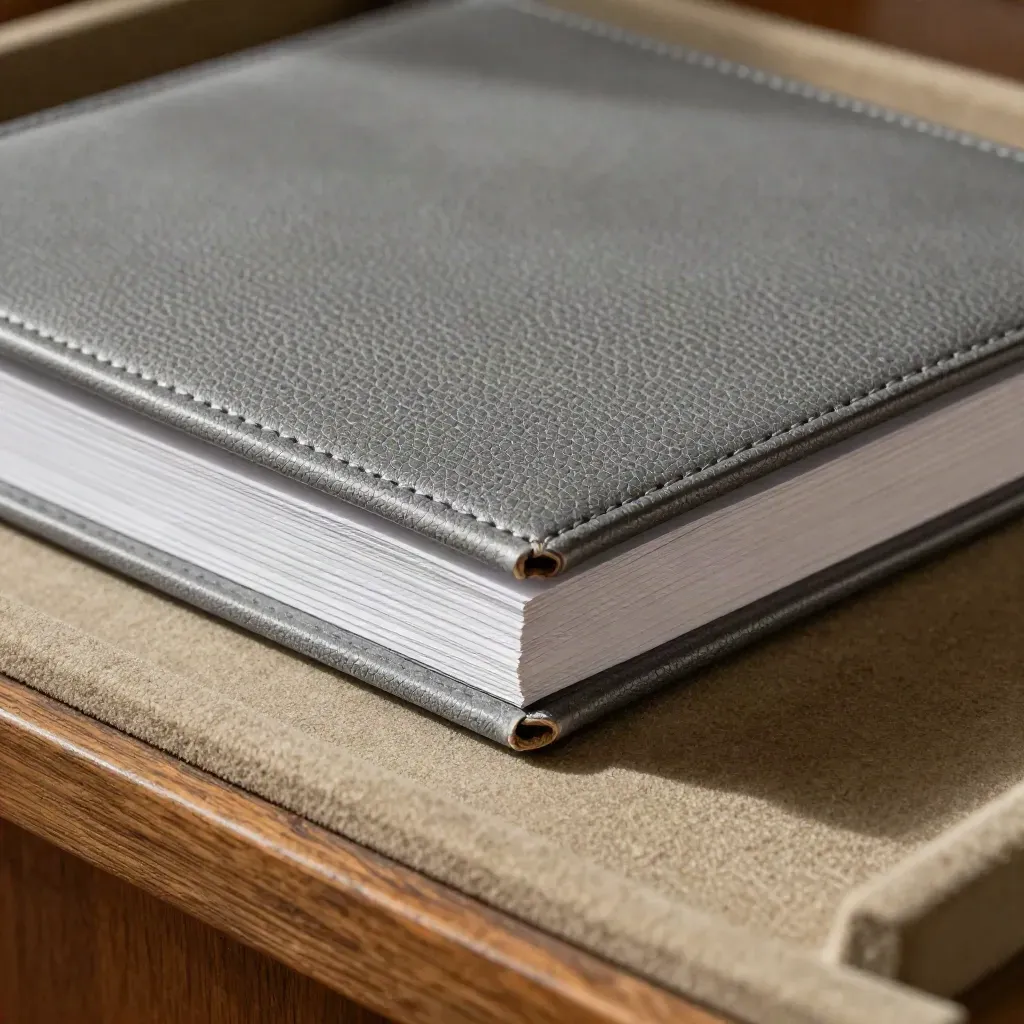 Macro graphite advisory folio closing on a stack of cards, lit by a low side light.