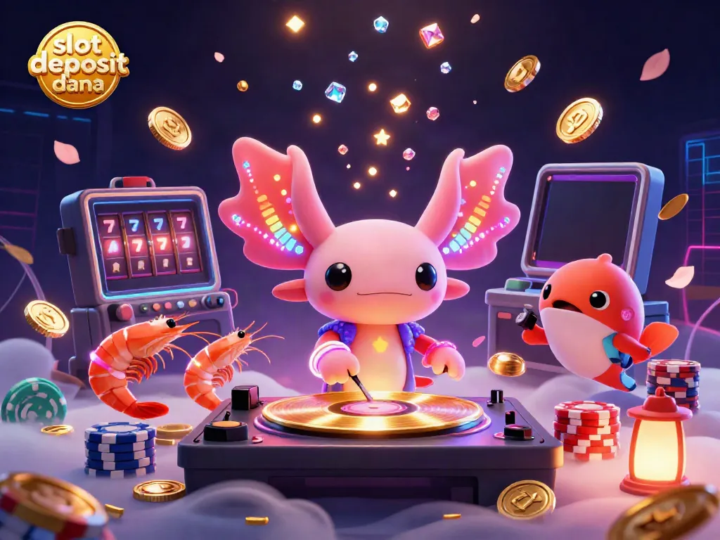 Experience the excitement and fun of slot deposit dana with vibrant characters, dynamic gaming elements, and a colorful casino environment.