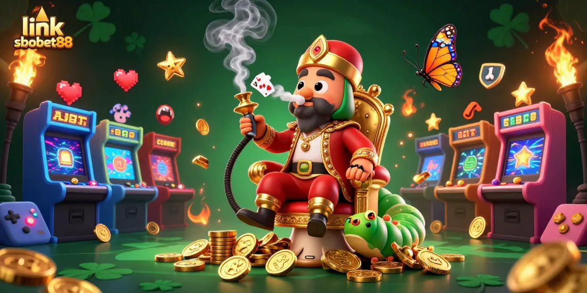 Bet on link sbobet88 with an engaging 3D casino illustration full of vibrant gaming elements.